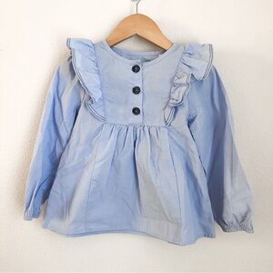 Zara Chambray Ruffle Top Size 4/5
